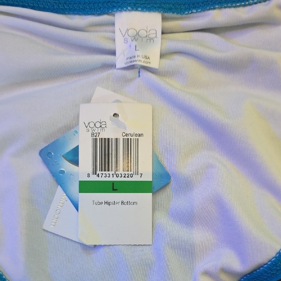 Voda Swim Cerulean Blue Trapezoid Hipster Bikini Bottom Size Large - Picture 4 of 4